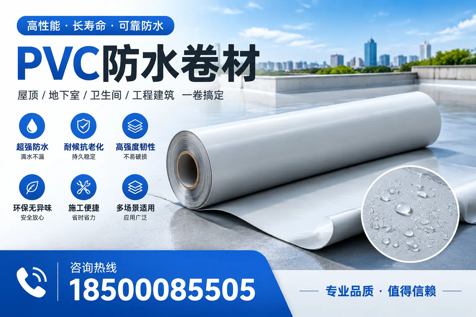 PVC防水卷材的防水效果评测，适合陵水的科学依据